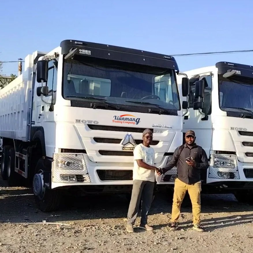 Latest company Cases about Deux amis congolais visitent notre parking et choisissent d'acheter 2 camions blancs HOWO 371.