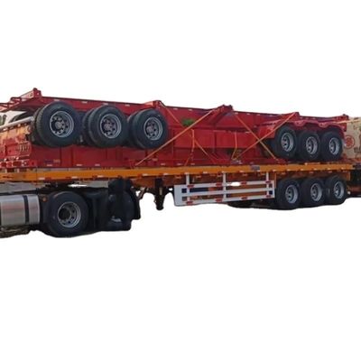 Un bon prix. Container de transport maritime à 3 essieux de 20 pieds, semi-camion à plat, semi-remorque à plat, avec support en ligne