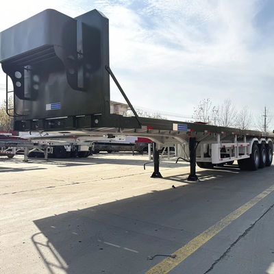 Un bon prix. Nouveau semi-remorque à plateau à trois essieux de 12 pneus de 40 pieds avec système de freinage antiblocage pour le transport de conteneurs et de marchandises en ligne